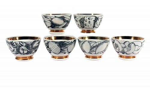 Piero Fornasetti Piero Fornasetti Ceramic Cocktail Bowls- Complete Set of Six, 1960s $1,250
