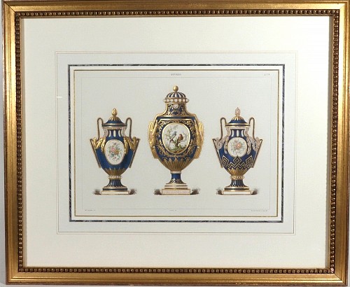Print &Atilde;douard Garnier chromolithograph of S&Atilde;&uml;vres Porcelain Vase, English Edition, Plate XLVI, 1892 $850