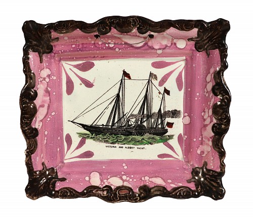Inventory:  British Pottery, Sunderland Lustre Maritime Pottery Plaque HMY Victoria and Albert II, 1855-66