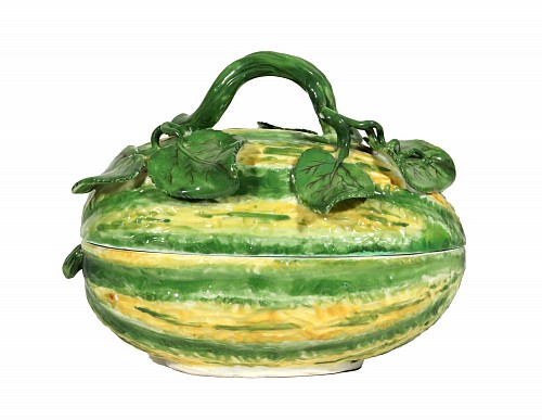 Inventory:  Meissen, Meissen Porcelain 18th Century Tromp L'oeil Tureen in the form of a Melon, 1750, $9,500