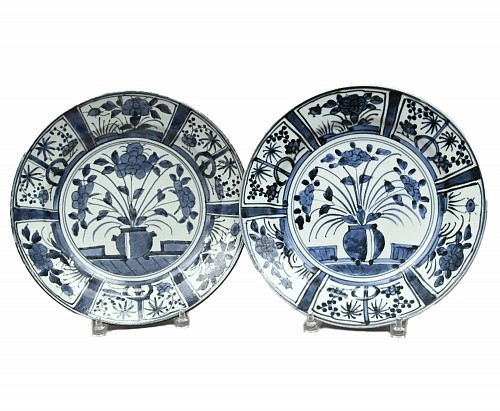 Inventory:  Japanese Porcelain, 17tth-century Japanese Porcelain Blue & White Kraak-style Dishes, 1680-1700, $2,500