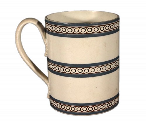 Creamware Pottery George III Creamware Tankard with Enameled Decoration, Circa 1810-20 SOLD &bull;