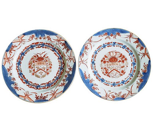 Inventory:  Chinese Export Porcelain, Chinese Export Porcelain Early Armorial Plates, Arms of Van Gellicum, Dutch Market, Kangxi Period, Circa 1720, $1,900