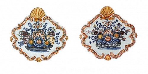 Dutch Delft Dutch Delft Polychrome Plaques With Flower Baskets, 1760 $3,750