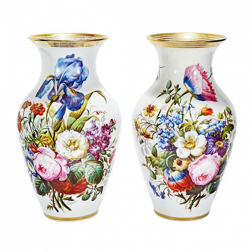 Inventory:  Paris Porcelain, Pair of Spectacular Paris Porcelain Botanical Vases, Mid-19th century, $5,500