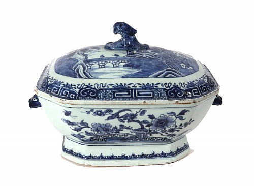 Chinese Export Porcelain Chinese Export Porcelain Underglaze Blue Botanical Soup Tureen and Cover, 1775 $1,850