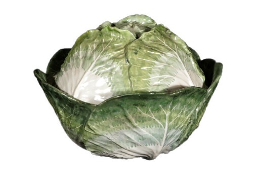 Inventory:  French Faience, French Faience Tromp L'oeil Strasbourg Factory Cabbage Tureen and Cover, 1750, $6,250