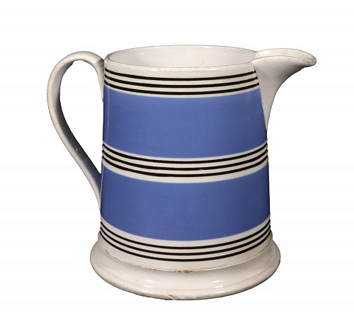 Mocha English Pottery Mocha Banded Blue Slip Jug, 1840 SOLD &bull;