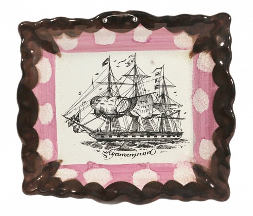 British Pottery Decorative English Luster Maritime Pottery Plaque-Titled ""Agamemnon"", 1980 SOLD &bull;