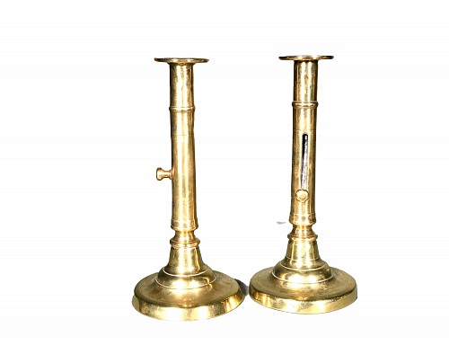 Brass Late 18th Century English Brass Side-eject Candlesticks, 1800 SOLD &bull;