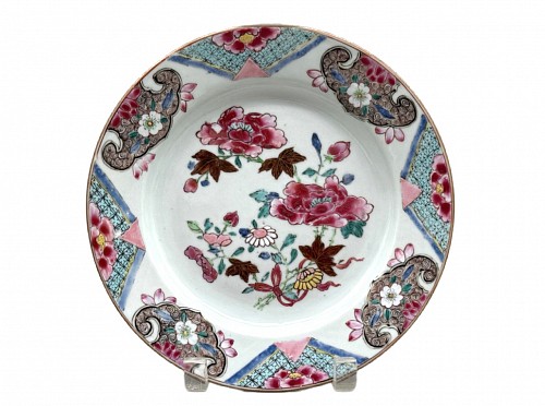 Inventory:  Chinese Export Porcelain, 18th Century Chinese Export Famille Rose Porcelain Plates, 1730-50