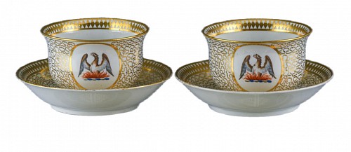 Chamberlain's Worcester Porcelain Crested Cups and Saucers $750