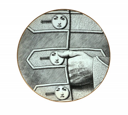 Inventory:  Piero Fornasetti, Rosenthal Piero Fornasetti Porcelain Themes & Variations Plate, Motiv 13, 1980s, $650