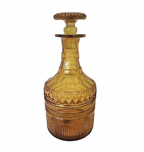 Inventory:  British Glass, English Amber Stained Glass Straight-Sided Decanter and Stopper, 1820-30