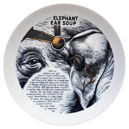 Piero Fornasetti Piero Fornasetti Fleming Joffe Porcelain Plate- Elephant Ear Soup, 1960s-Early 70s $600