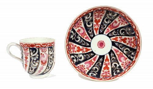 First Period Worcester Porcelain First Period Worcester Porcelain Queen Charlotte Pattern Coffee Cup and Saucer, 1775 $950
