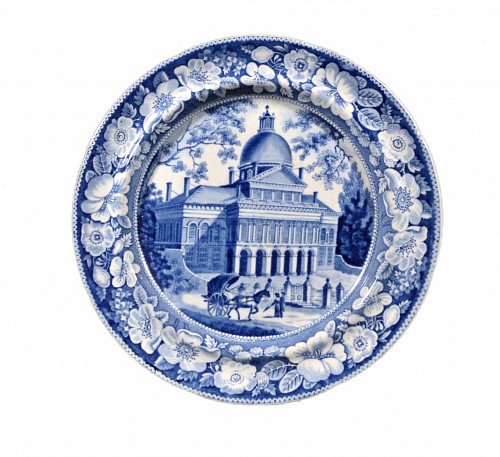Staffordshire Boston State House Historical Staffordshire Blue and White Plate, Enoch Wood & Sons
Enoch Wood & Sons, Burslem, Staffordshire, 1820-30 $250