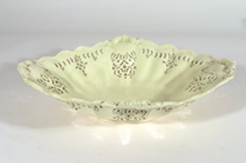 Creamware Pottery Large English Creamware Pierced Fruit Basket, Diamond Shape with Shell Corners, Staffordshire or Yorkshire, 1765-75 $1,950