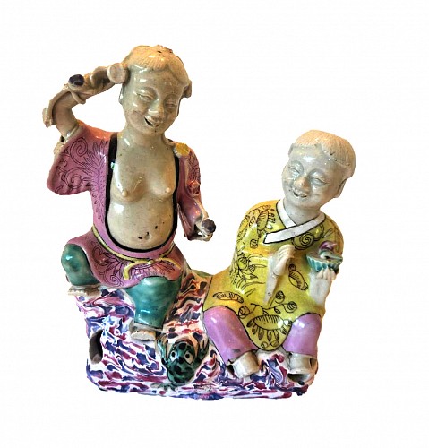Inventory:  Chinese Export Porcelain, Chinese Export Porcelain Famille Rose Figure Group of the Hehe Erxian, 1775