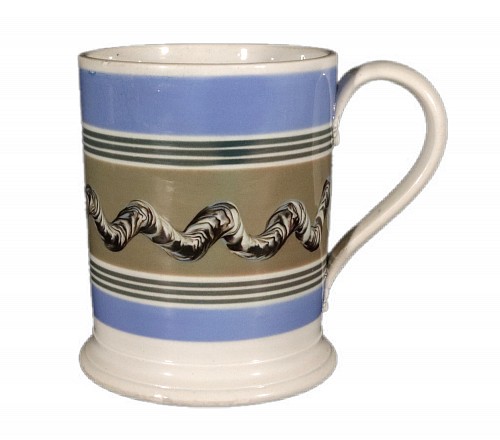 Inventory:  Mocha, English Pottery Large Mocha Earthworm Tankard, 1820-30, $1,650