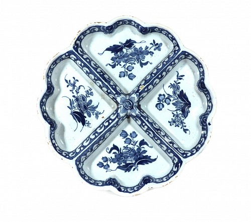 Lambeth Delftware English Delftware Blue & White Sweetmeat Dish, Probably Lambeth, London, 1765 $2,200