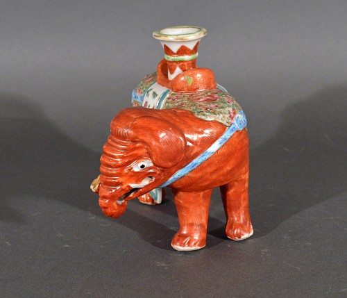 Chinese Export Porcelain Chinese Export Porcelain Canton Famille Rose Elephant Candlestick, 1860 $2,500