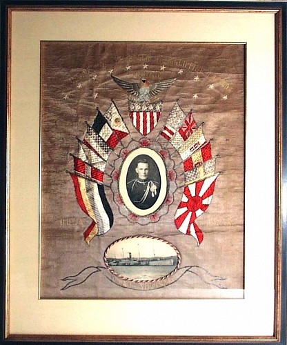 Silkwork Japanese Silkwork Picture of the U.S.A.T. Sherman, American Market, 1912-20 $2,500